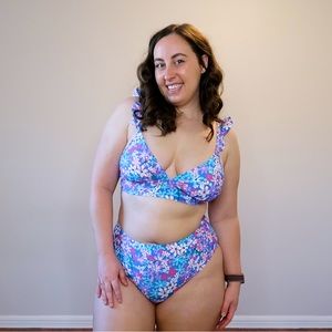 Floral Bikini with Ruffled Shoulders. Only washed and tried once.
